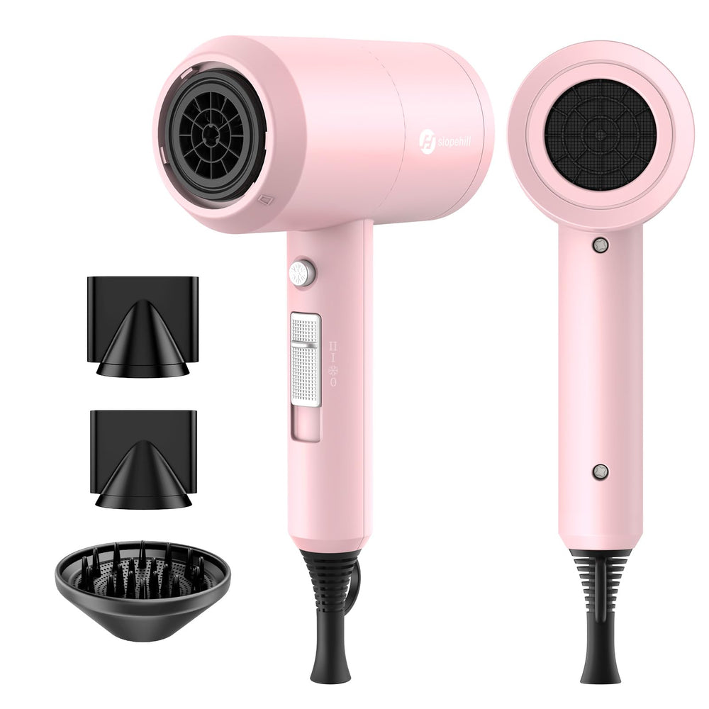 slopehill front view pink hair dryer showing compact design and fast drying