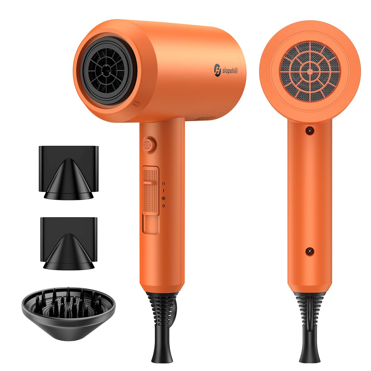 slopehill hair dryer front view showing compact design and performance benefits