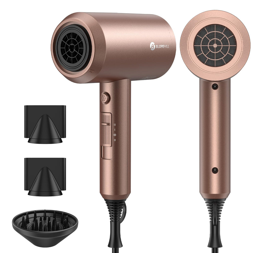 slopehill front view of hair dryer showing sleek mocha mousse finish and fast styling benefit