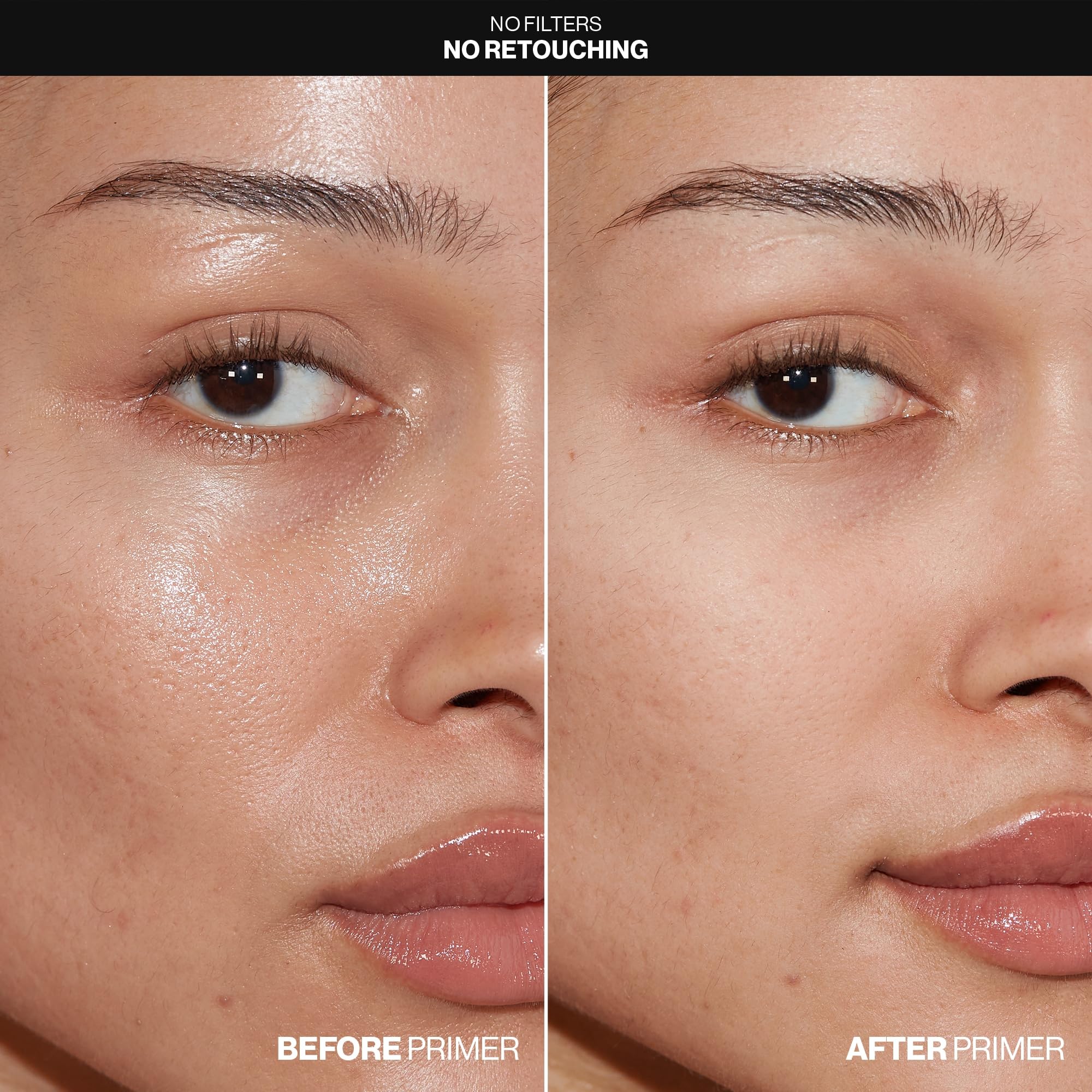 Smashbox before and after swatch highlighting visible blur and softened texture