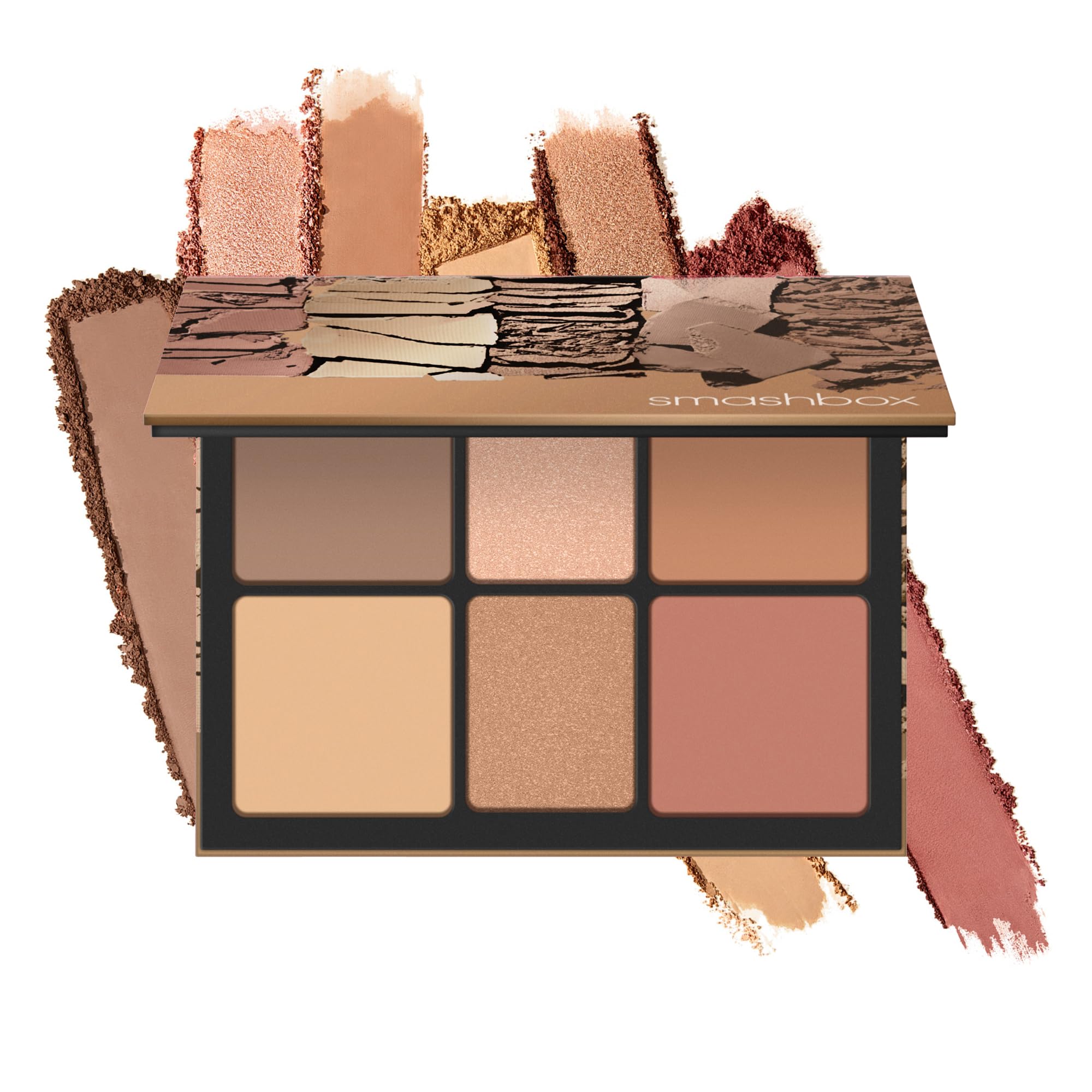 Smashbox front palette view showing six-shade layout and compact convenience