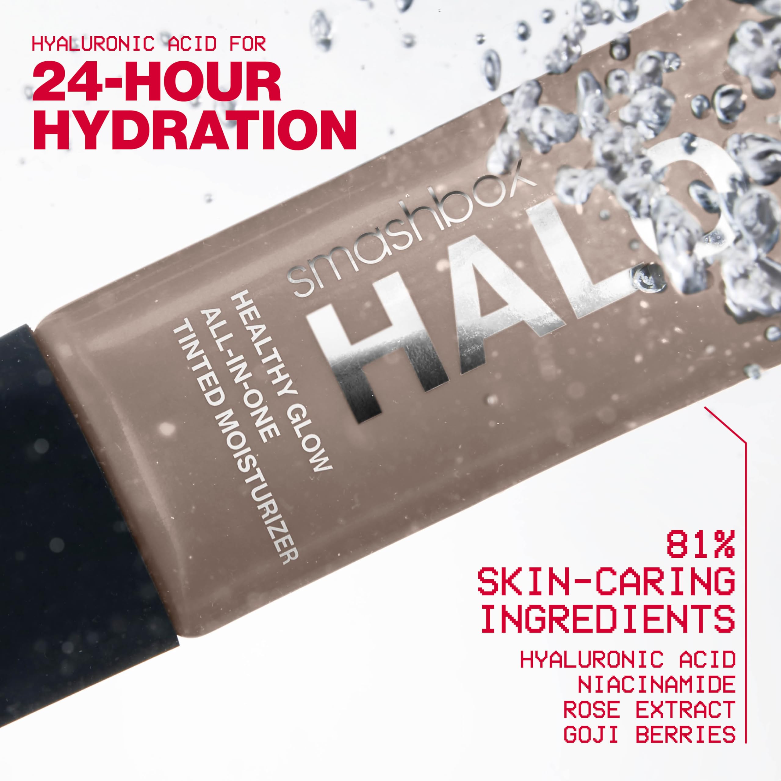 Smashbox texture close-up showing dewy, hydrating formula benefit