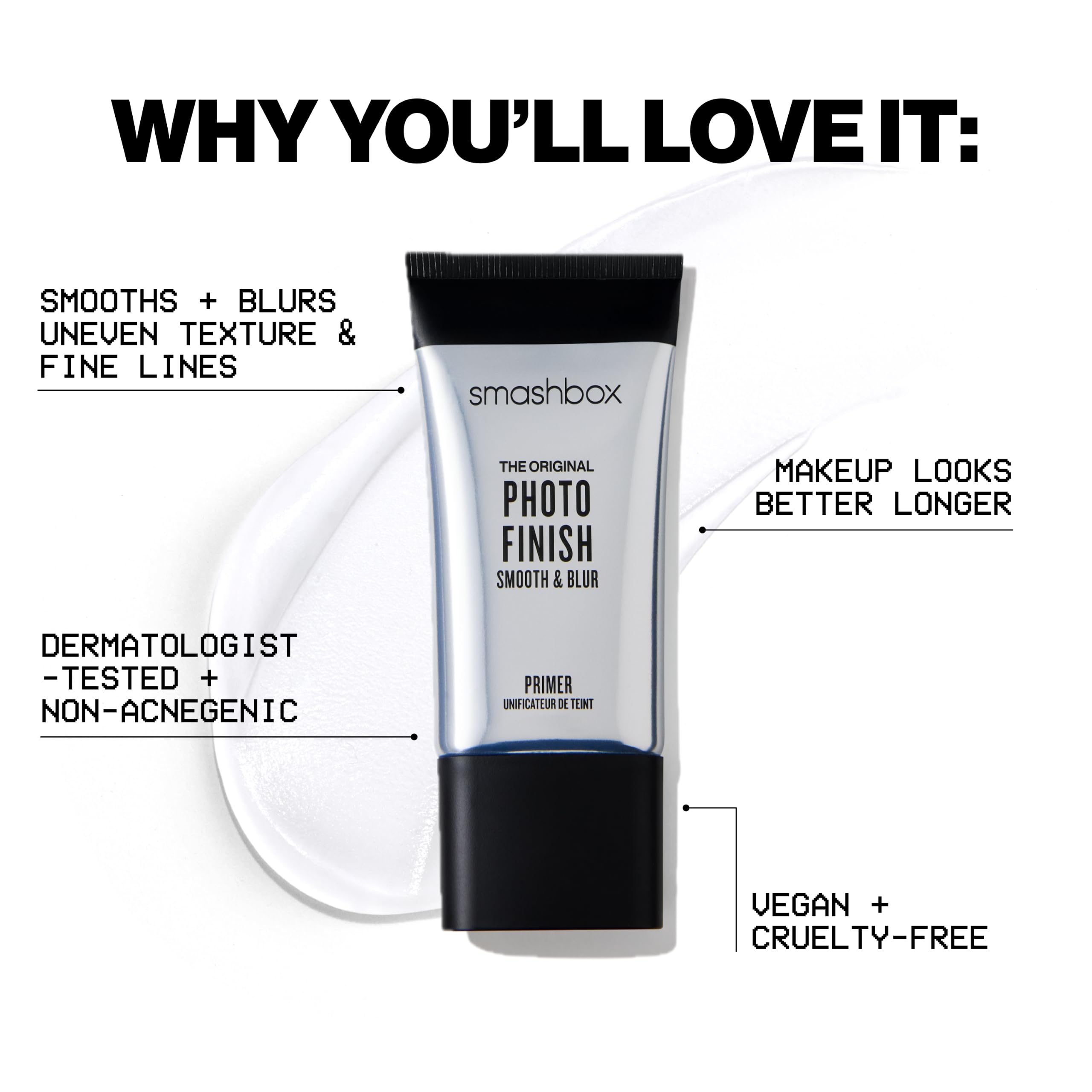 Smashbox label details with vitamins A and E for nourishing primer benefits
