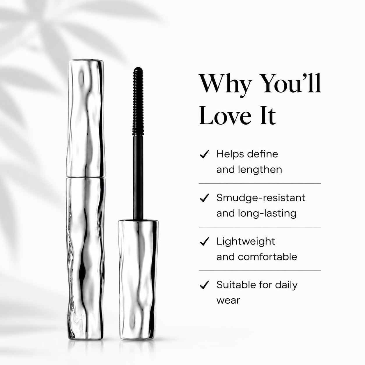 smivex mascara applied on lashes demonstrating clump-free separation