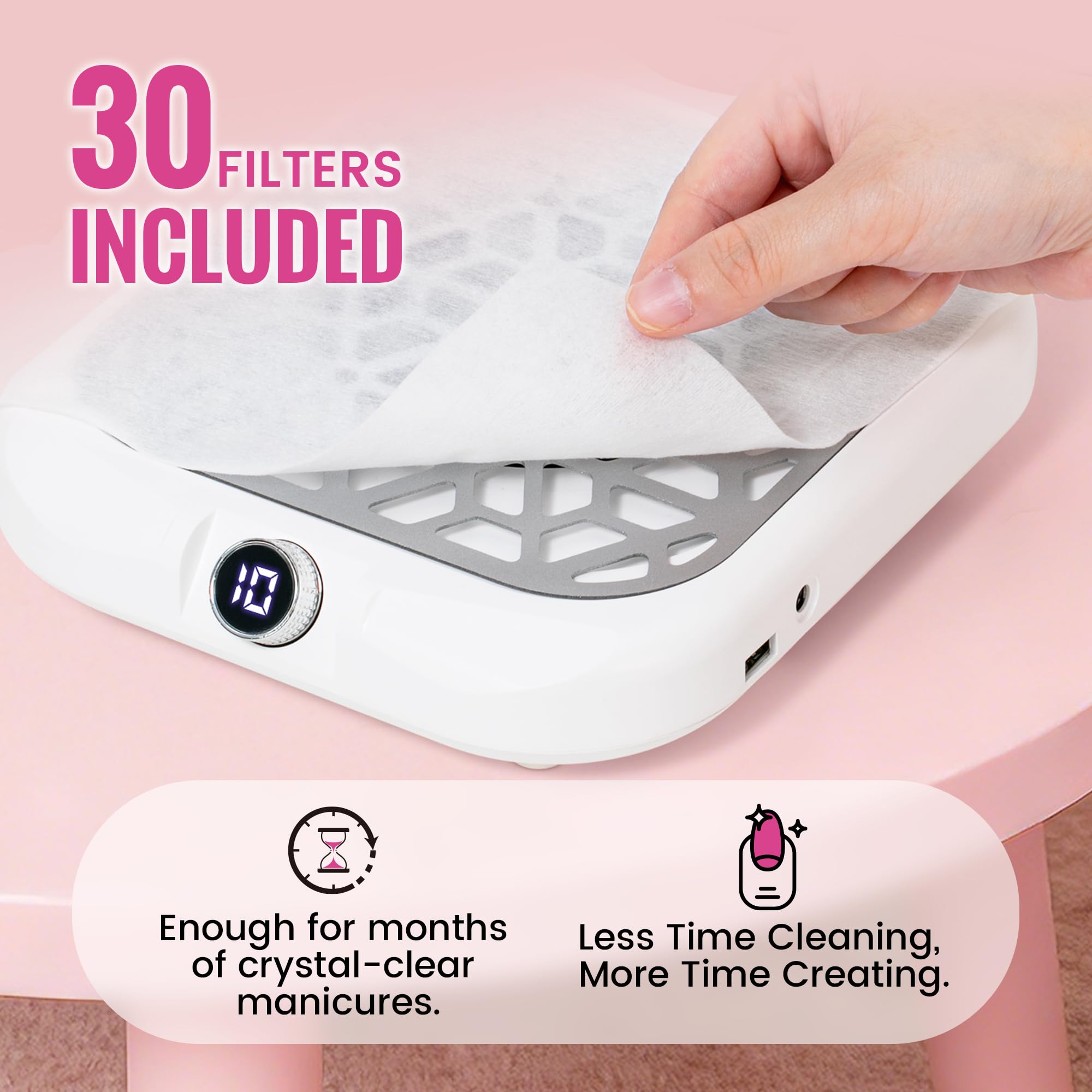Smofrees in use on salon table capturing nail dust and improving cleanliness