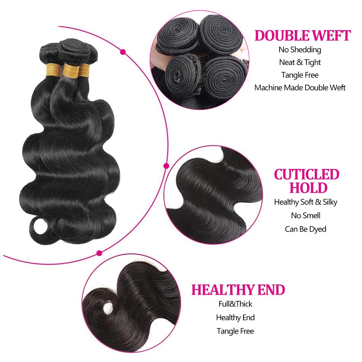 Smoothair close-up of body wave texture, shows softness and bounce