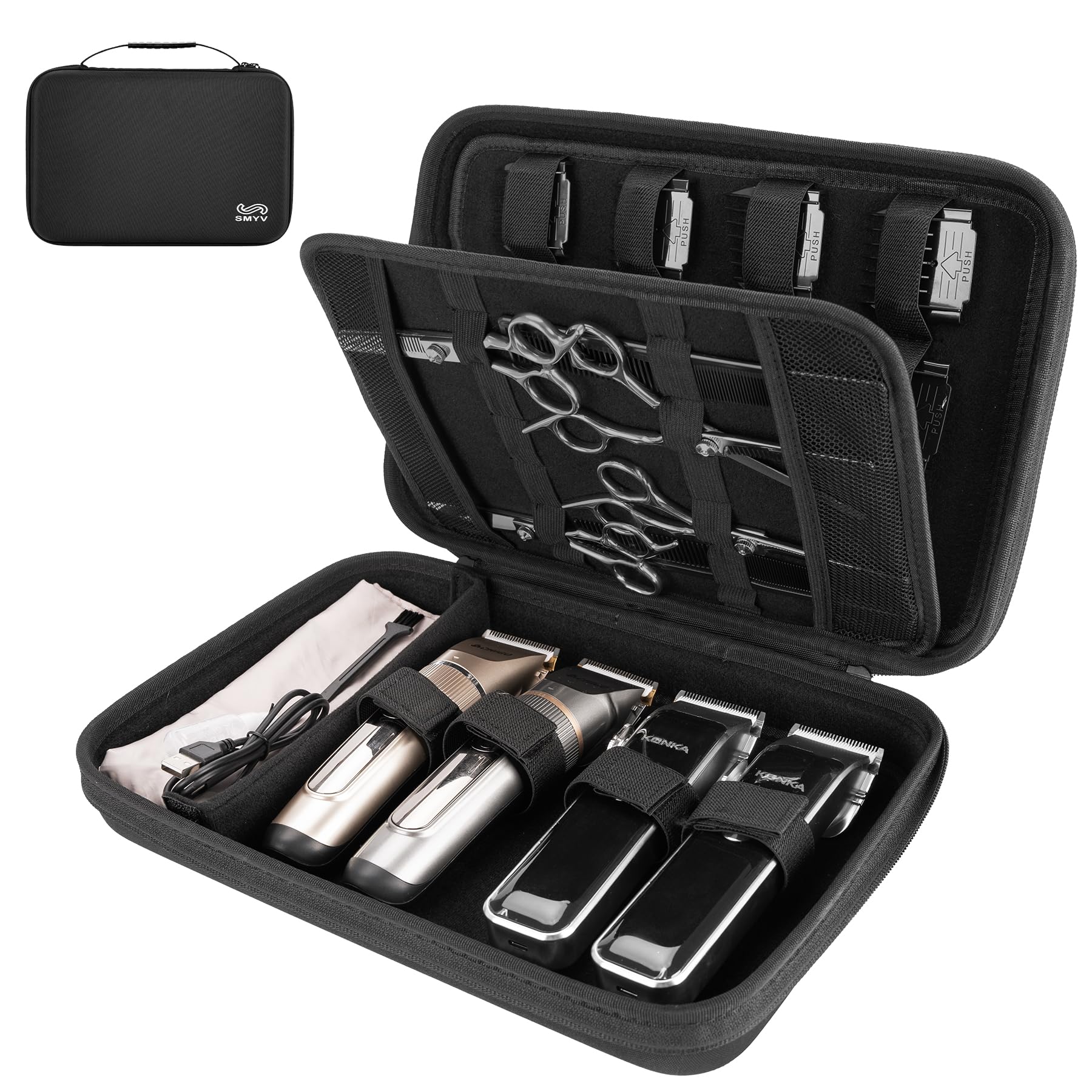 SMYV barber case front view showing protective black exterior benefit: professional appearance