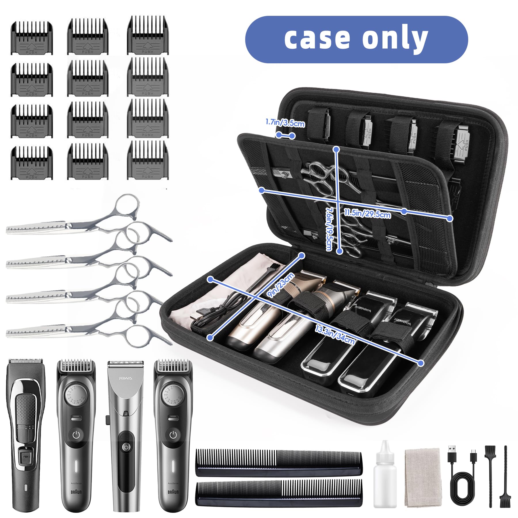 SMYV barber case open displaying clippers and accessories benefit: neat organized storage