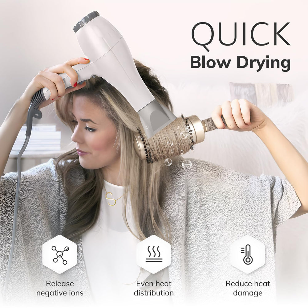 Sndyi brush held during blow-dry demonstrating comfort and control