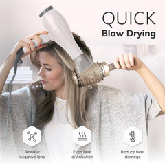 Sndyi brush held during blow-dry demonstrating comfort and control