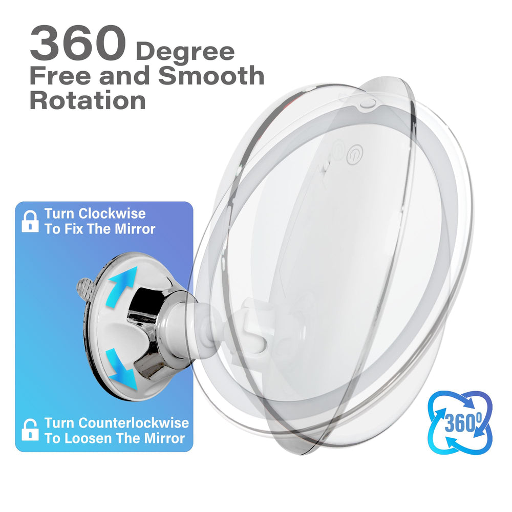 Snowflakes mirror tilted to show 360-degree swivel for ideal positioning
