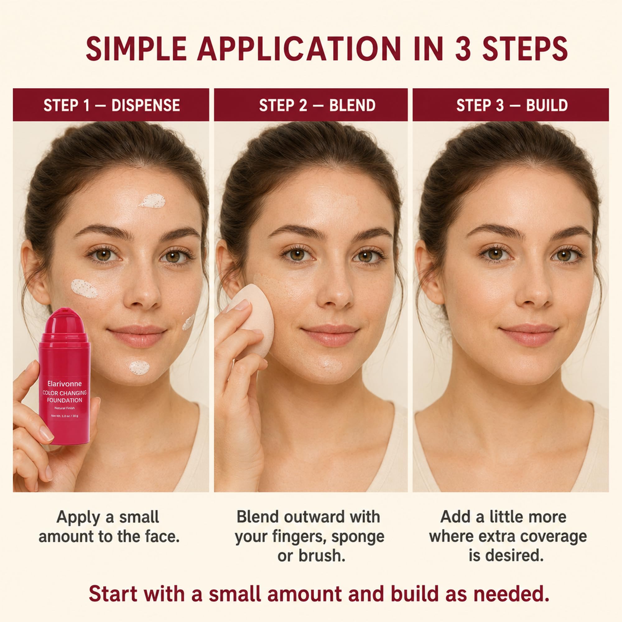 SNOWGRACE before and after face comparison, natural coverage benefit