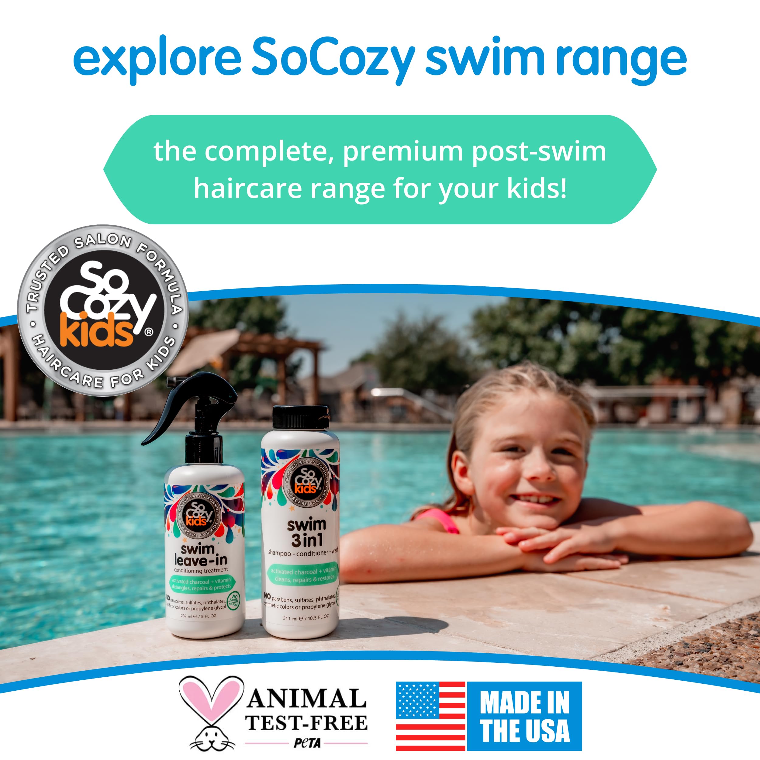 SO COZY child using spray poolside for quick post-swim protection