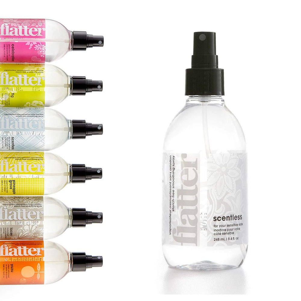Soak Flatter front bottle showing label and 8.4 oz size for gentle wrinkle release