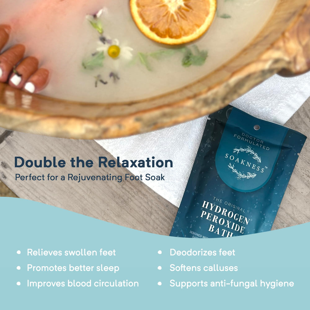 Relaxing bathroom lifestyle shot with Soakness to inspire self-care