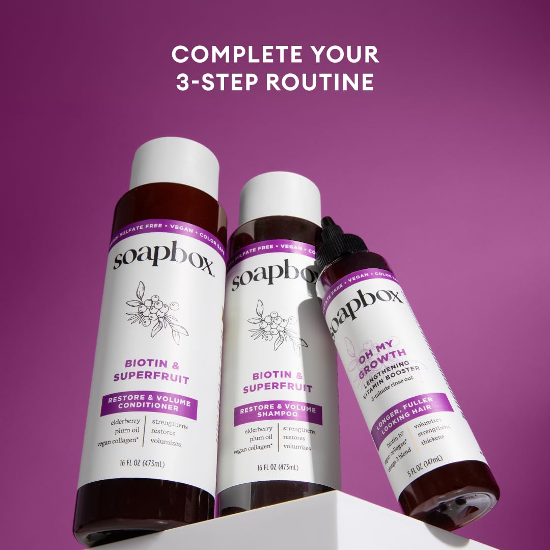 Soapbox 16oz bottle held in hand, clarifies product size benefit