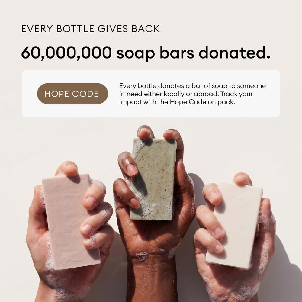 Soapbox packaging charity stamp demonstrating donation impact with purchase