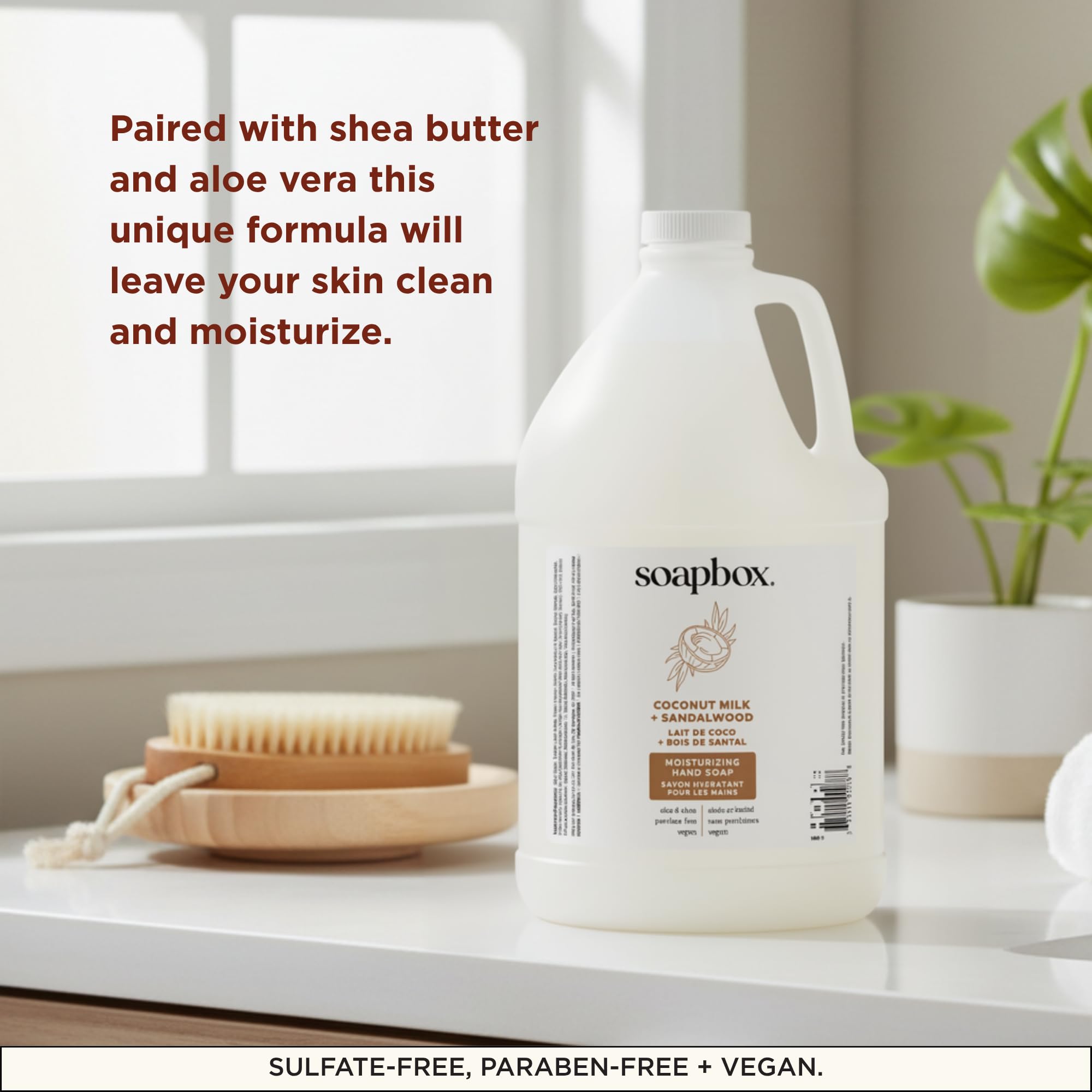 Soapbox being poured into a dispenser demonstrating cost-effective refill use