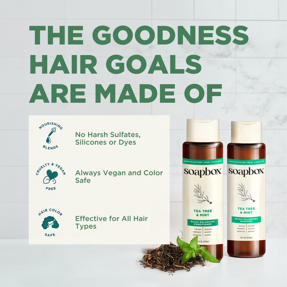 Soapbox conditioner lather rinsing from hair showing cleansing and smoothing benefit