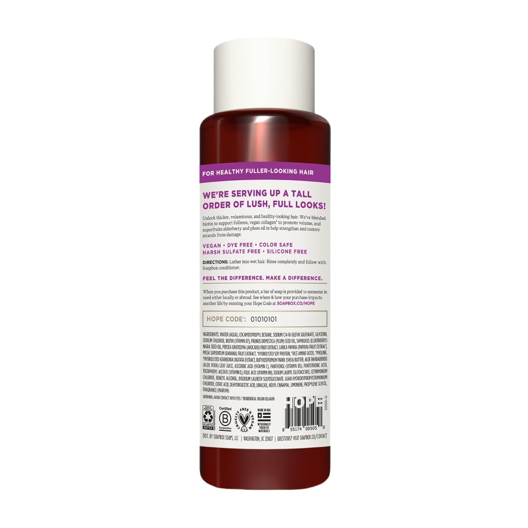 Soapbox hair after use showing improved texture and lift, visual result benefit