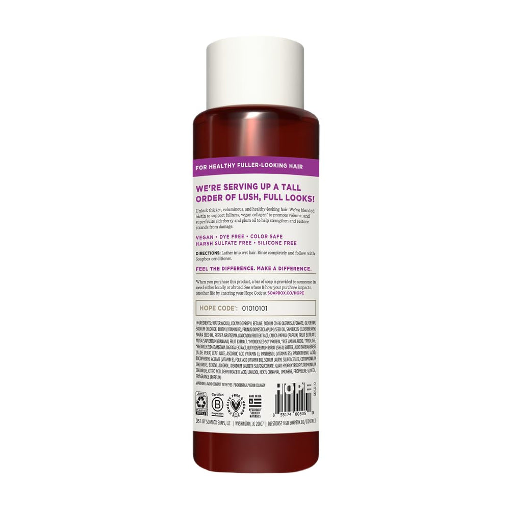Soapbox hair after use showing improved texture and lift, visual result benefit