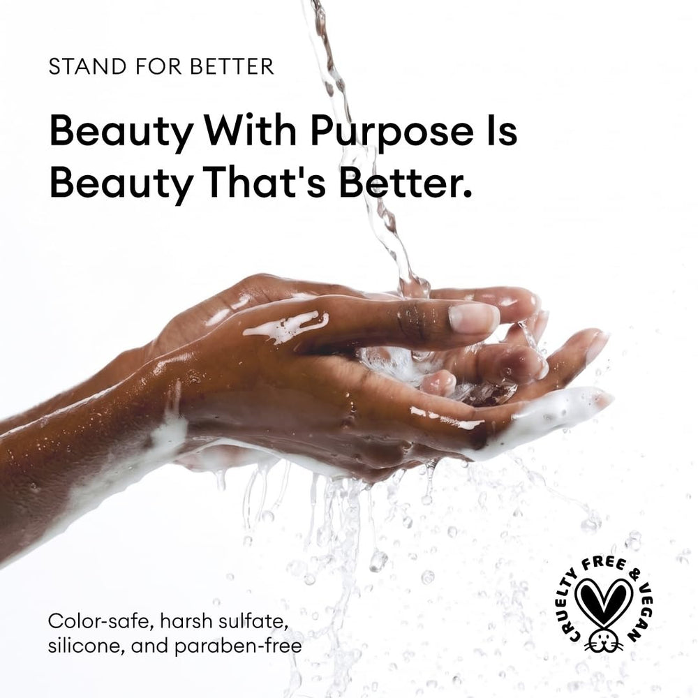 Shower scene with Soapbox suds on hair, rinse-friendly hydration benefit