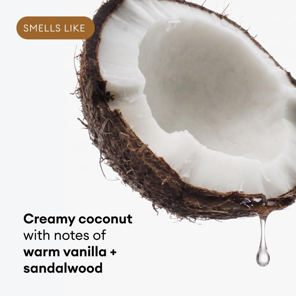 Flatlay of coconut, shea butter and Soapbox bottles, natural ingredient benefit