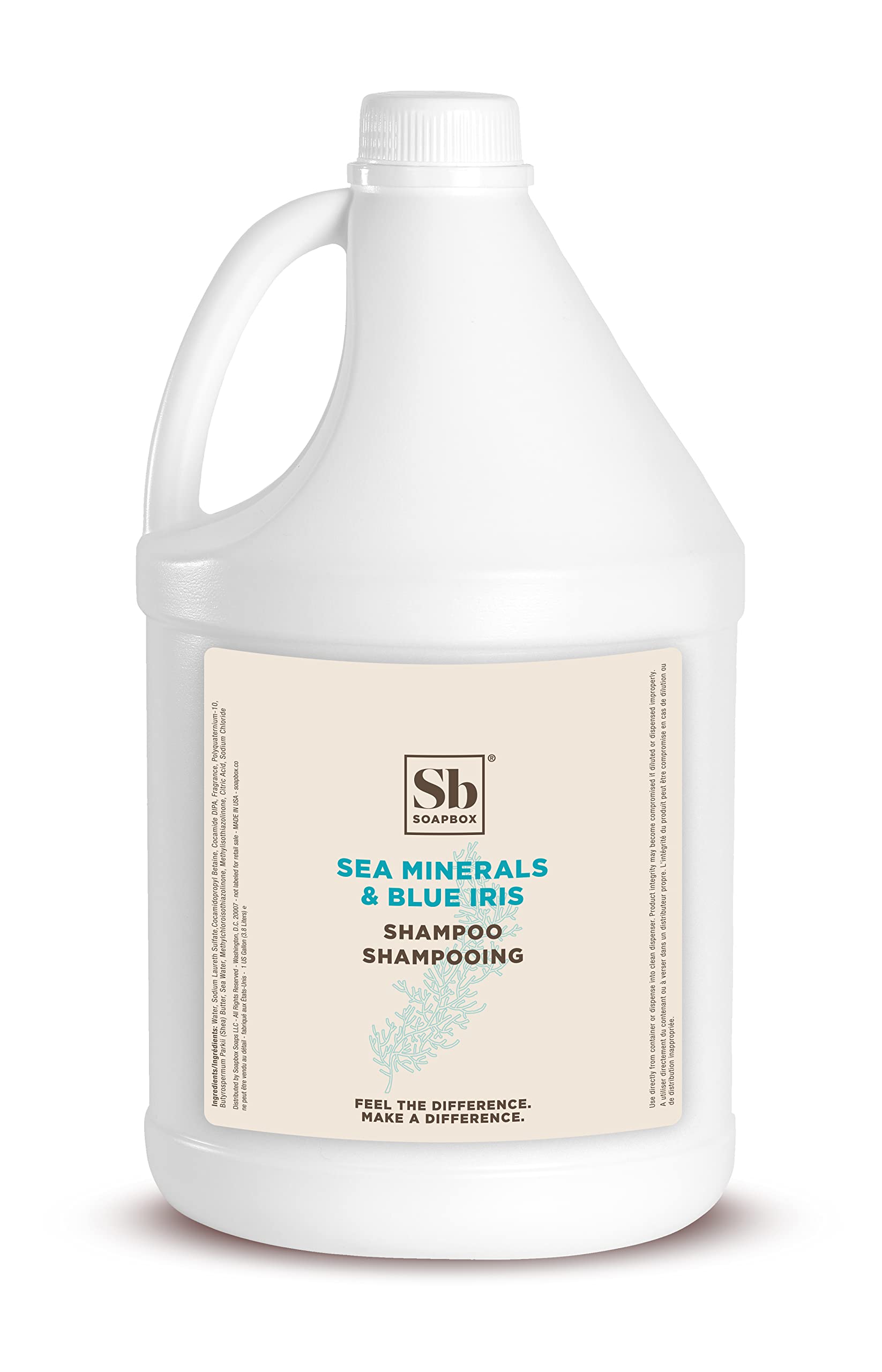 Soapbox gallon front label showing product name and scent benefits