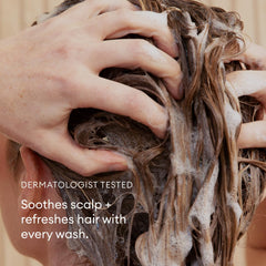 Soapbox shampoo lather close-up demonstrating gentle cleansing