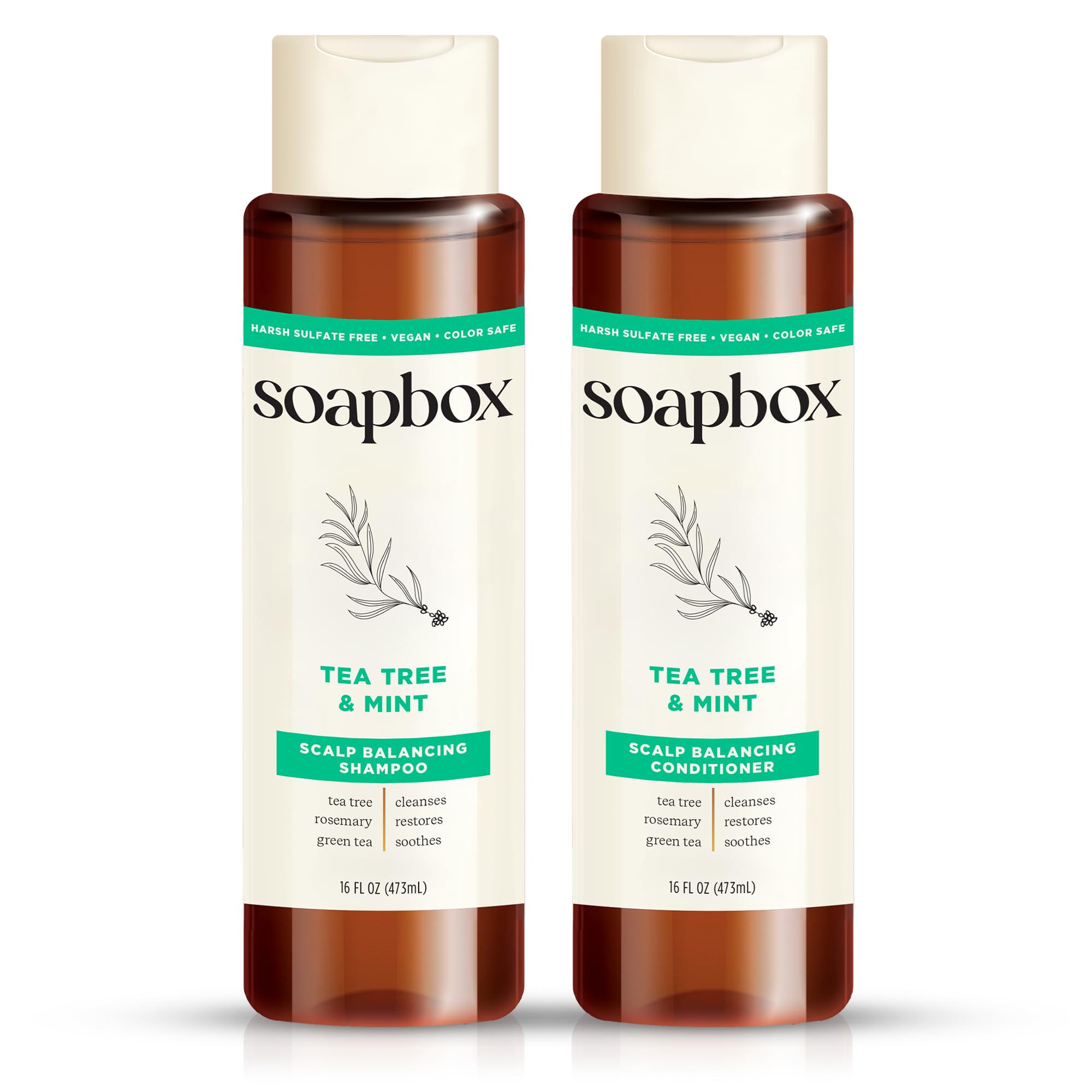 Soapbox front packaging showing tea tree and mint benefits