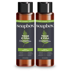 Soapbox front packaging showing product and volume benefit