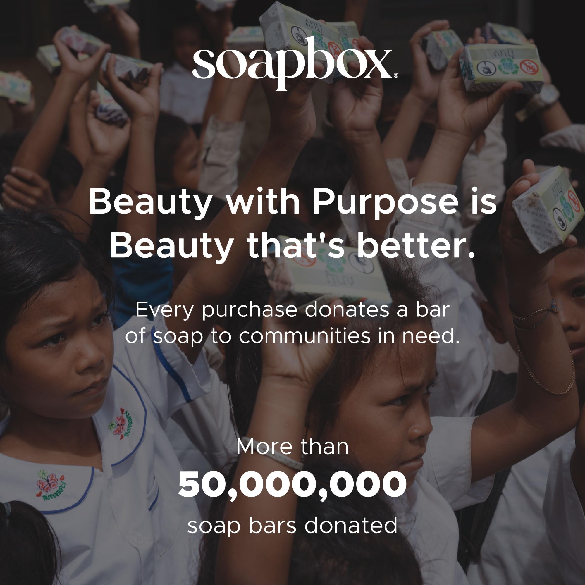 Soapbox vanilla bean donation message card illustrating brand giving