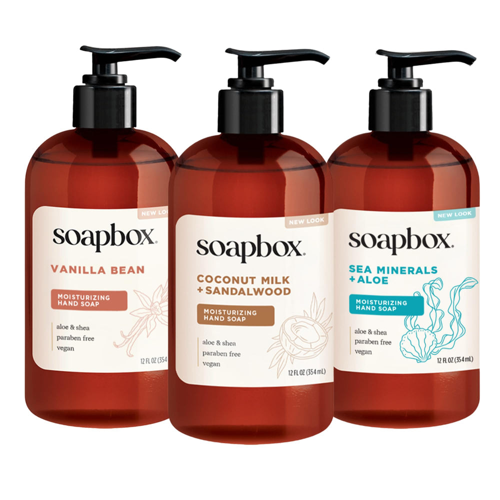 Soapbox variety pack front view showing three bottles and convenience