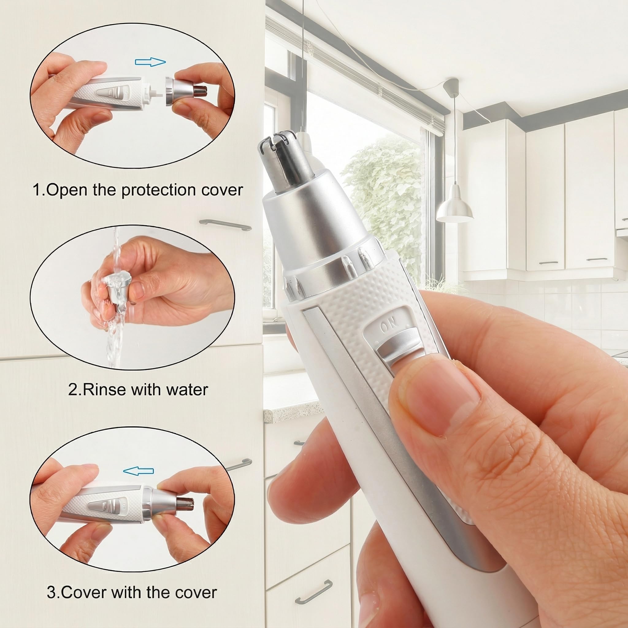 Sodynee being used on nostril area to show safe trimming and precise control