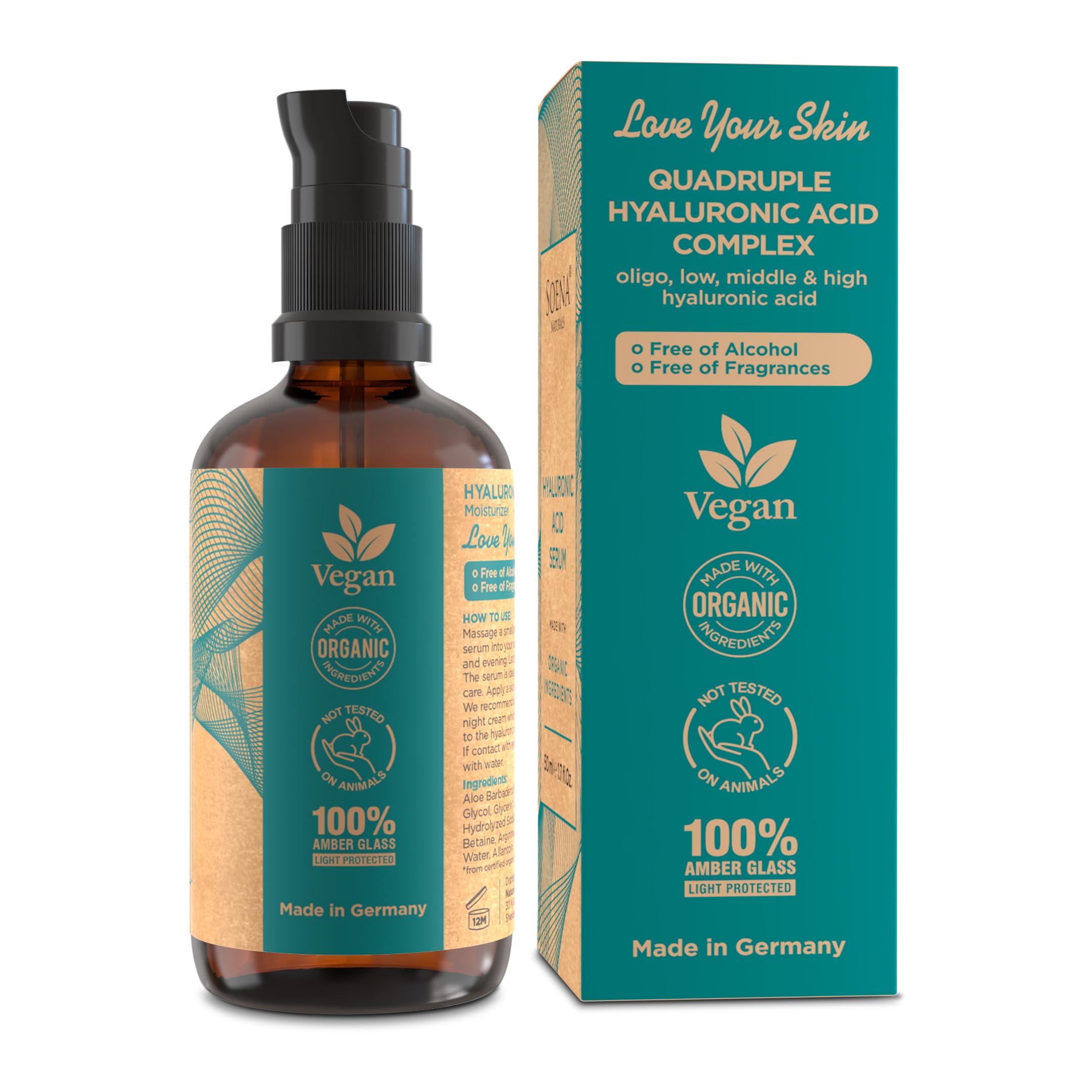Soena on vanity with plants conveying natural, fragrance-free formulation