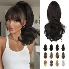 SOFEIYAN front view of 13-inch curly ponytail showing full length and volume