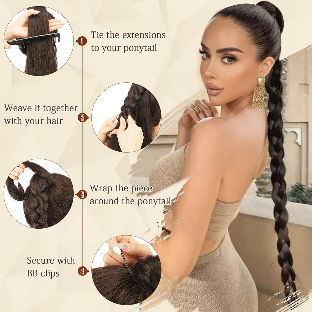 SOFEIYAN braided ponytail worn by model showing instant volume benefit