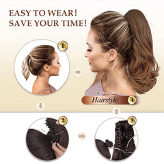 SOFEIYAN model wearing black ponytail extension, shows instant volume