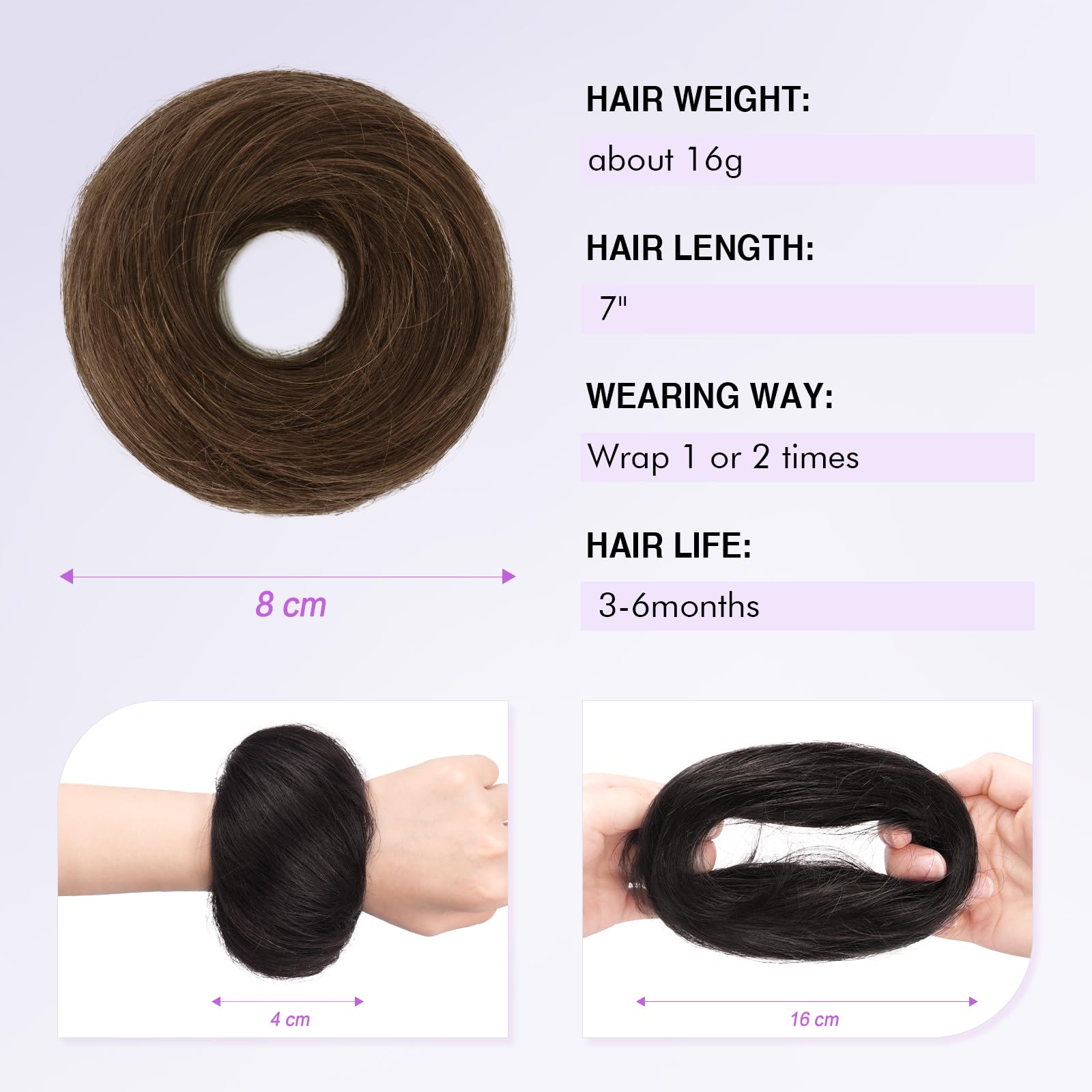 SOFEIYAN close-up texture of human hair bun for authentic look and blend