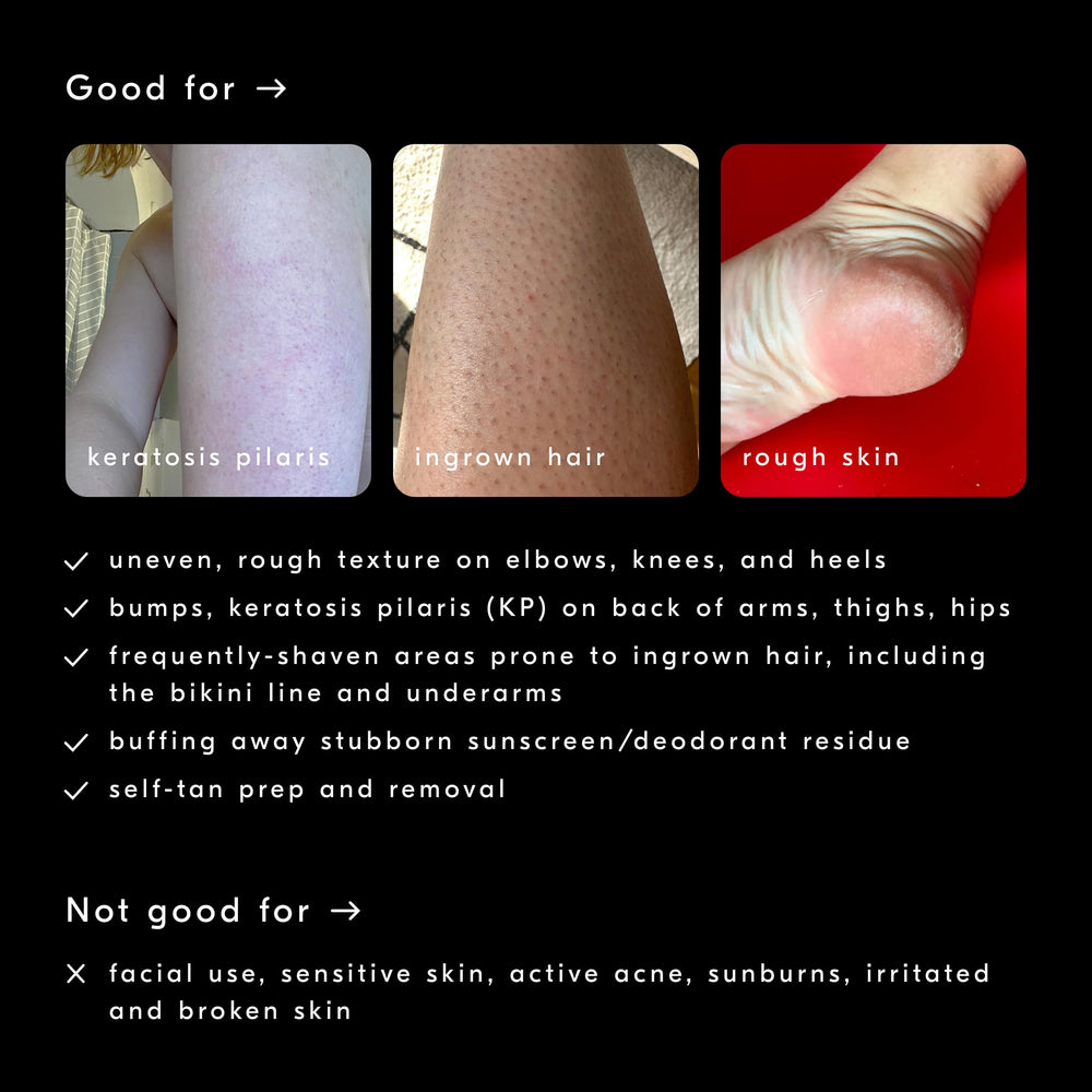 Soft Services Buffing Bar next to a hand for size comparison and travel-friendly use