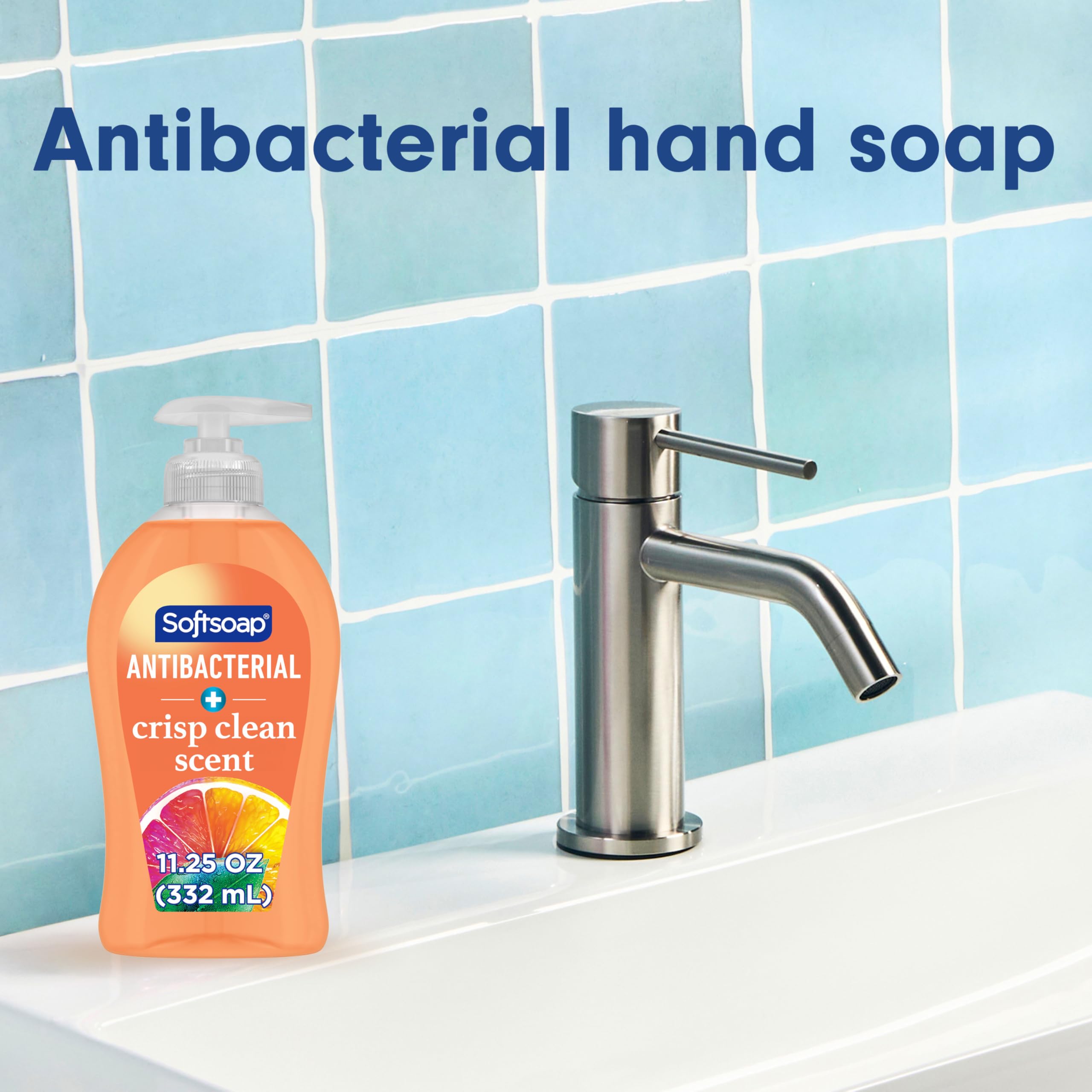 Softsoap back label close-up showing ingredients and safety information benefit