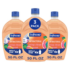 Softsoap front packaging showing 50 fl oz refill and easy-pour convenience