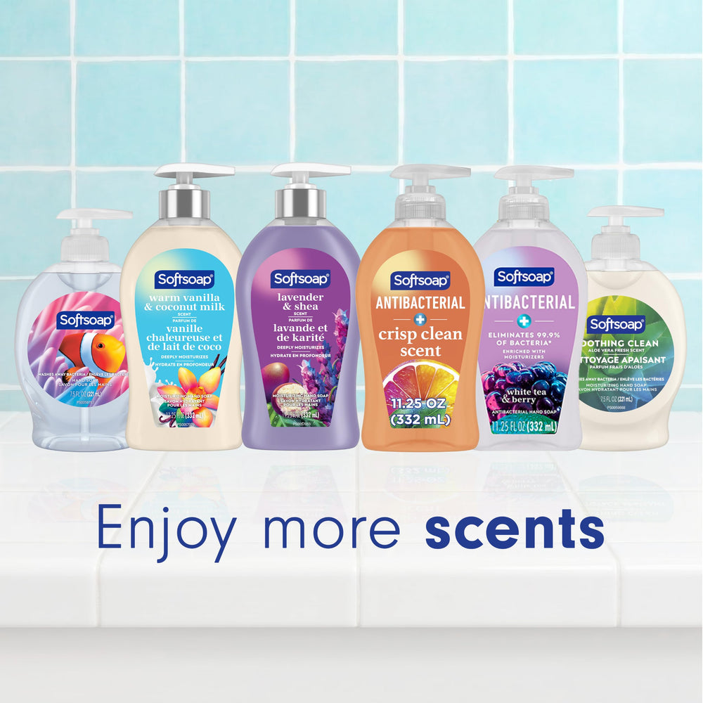 Softsoap in use with family washing hands showing shared hygiene and ease