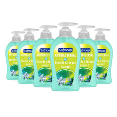 Softsoap front packaging showing six Fresh Citrus bottles and clear benefit