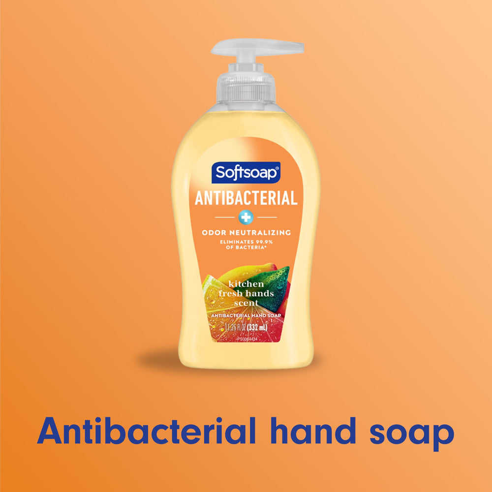 Softsoap pump close-up demonstrating easy one-handed dispensing