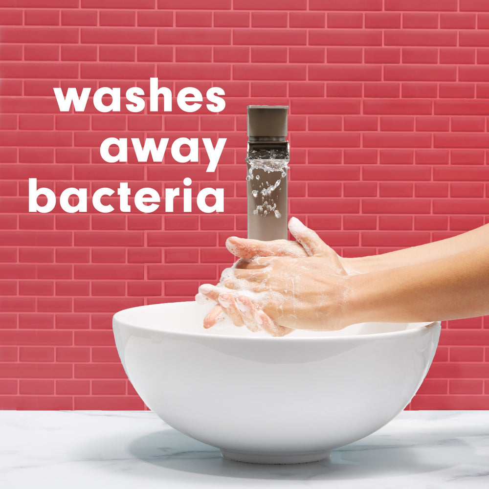 Softsoap label close-up showing ingredients and no parabens benefit