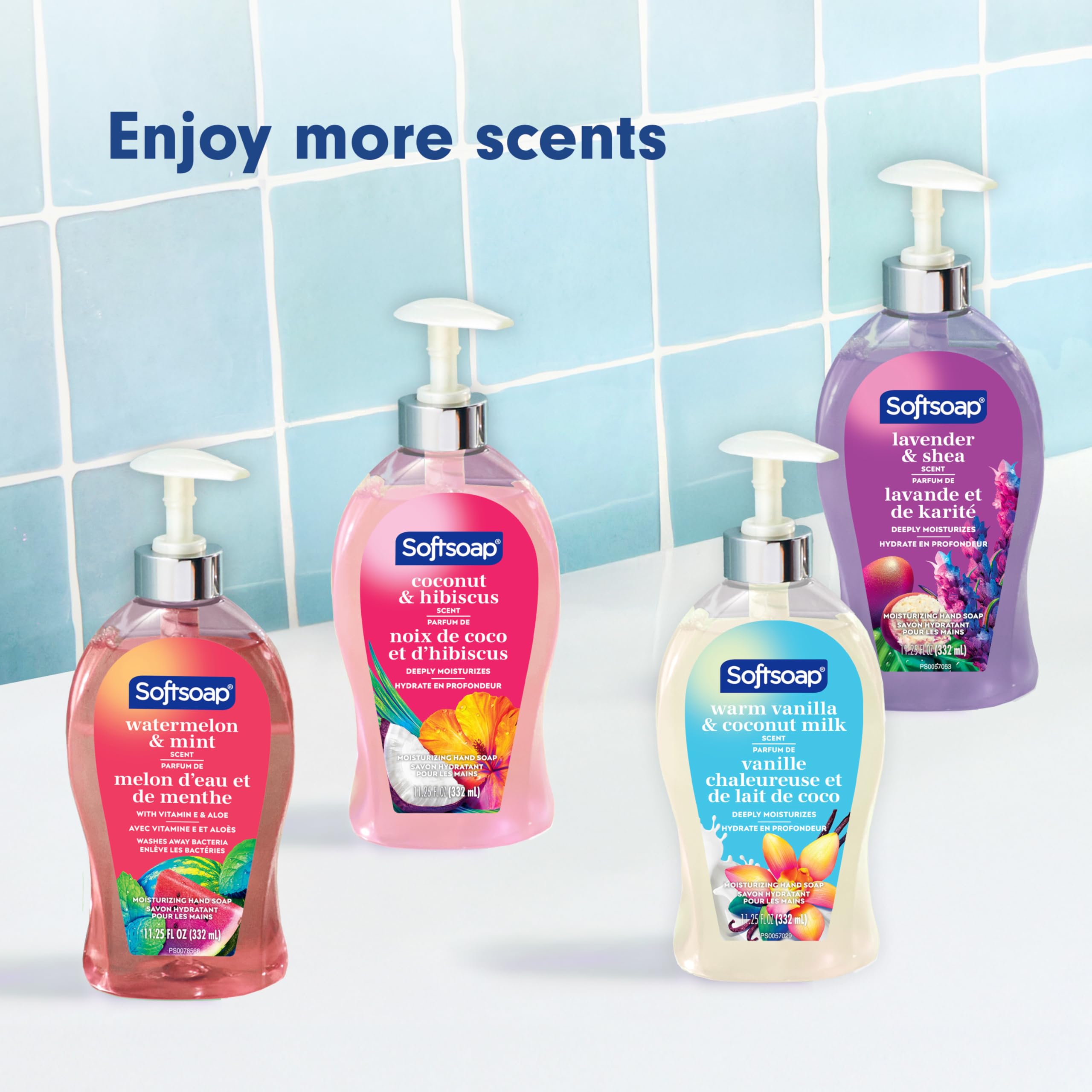 Softsoap on bathroom vanity styling suggesting everyday home use