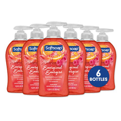 Softsoap front packaging shows raspberry mandarin scent and benefits