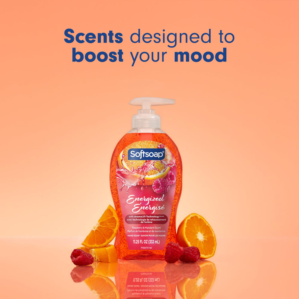 Softsoap moisture beads visible in gel showing skin hydration support