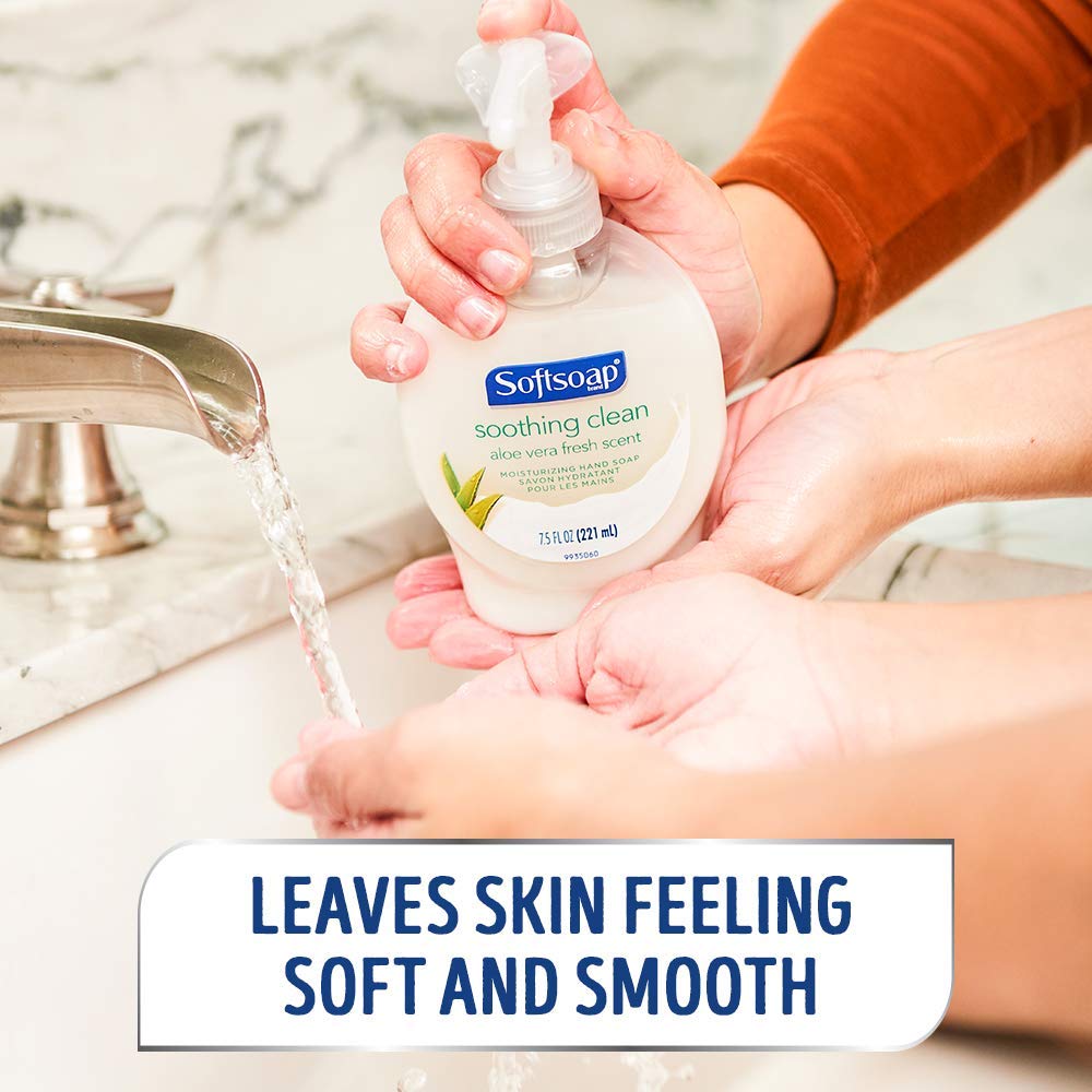 Softsoap pouring into dispenser demonstrating spill-free refill benefit